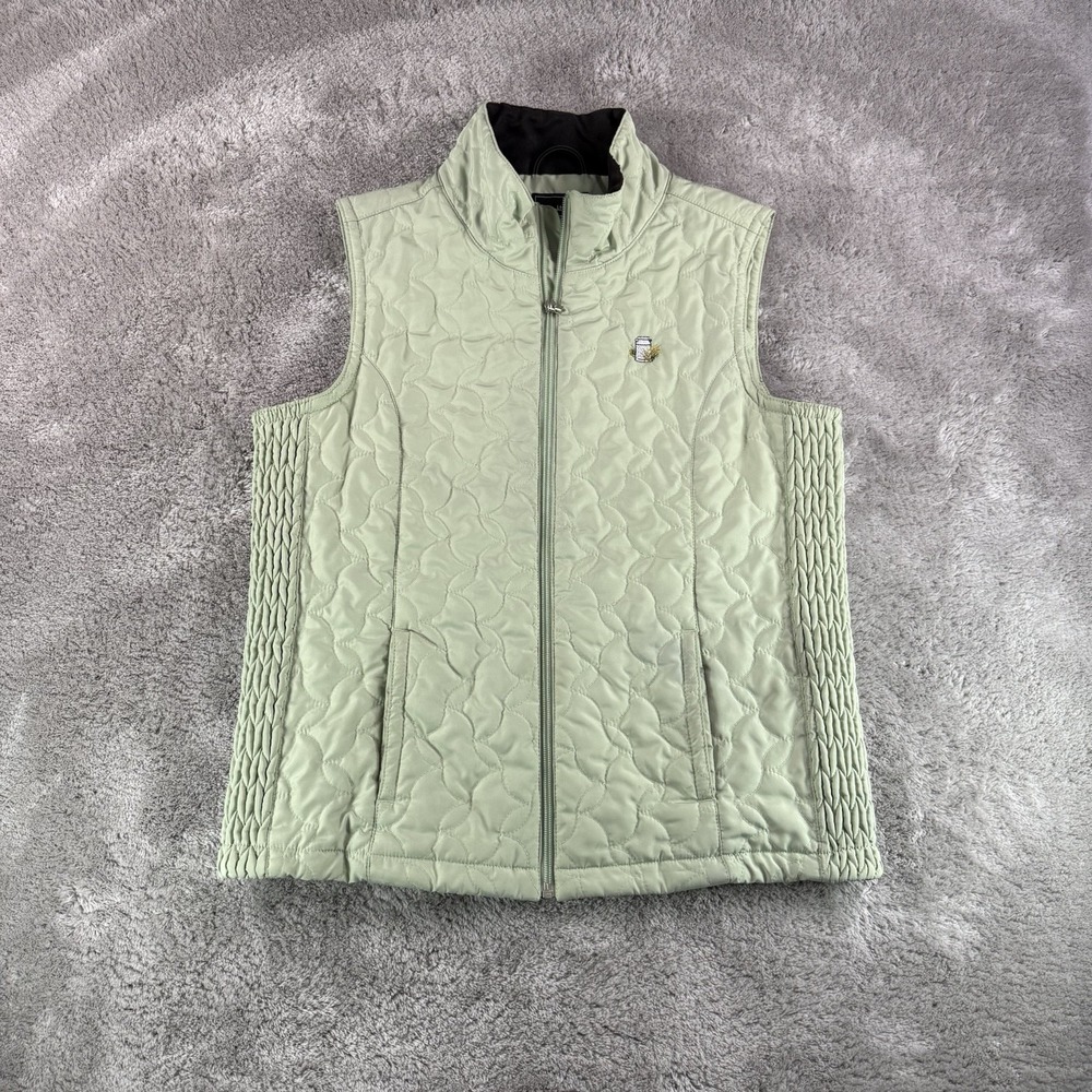 Straight Down Vest Womens XL Green Quilted Full Zip Golf Lightweight‎ Layer